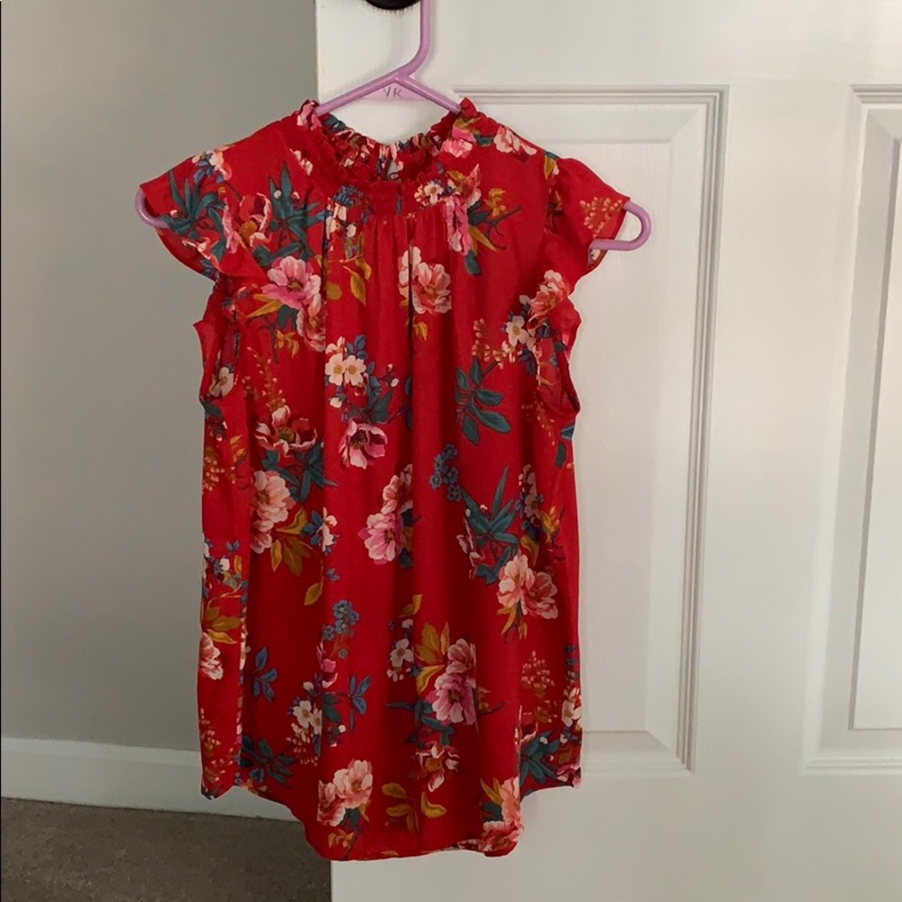 Red flowered loft top